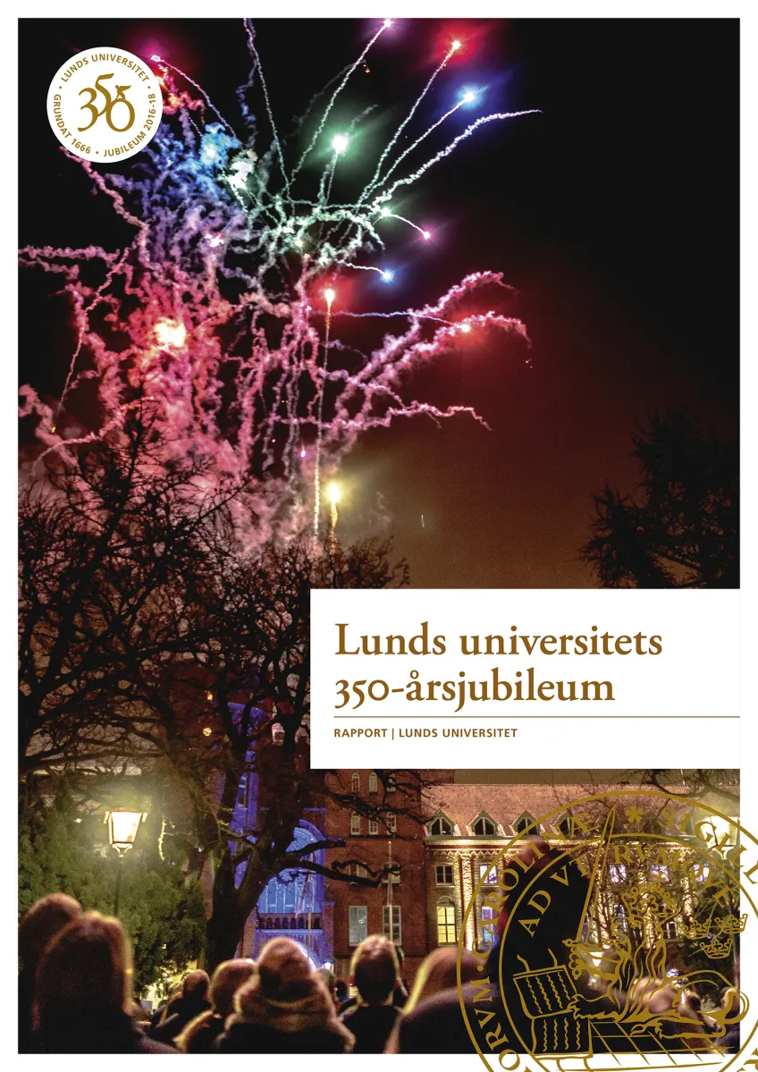 Bild på omslaget av rapporten för Lunds universitets 350-årsjubileum.