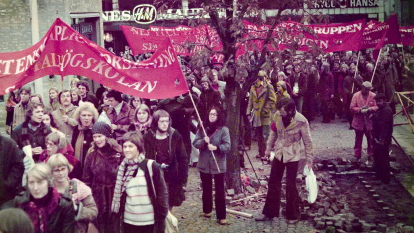 Studenter demonstrerar på 1970-talet. 